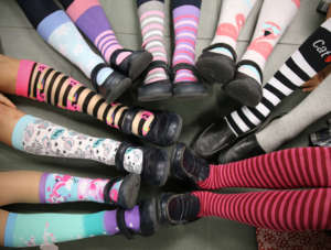 Odd socks day at Caxcton College
