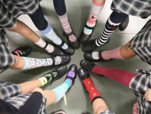 Odd socks day at Caxcton College